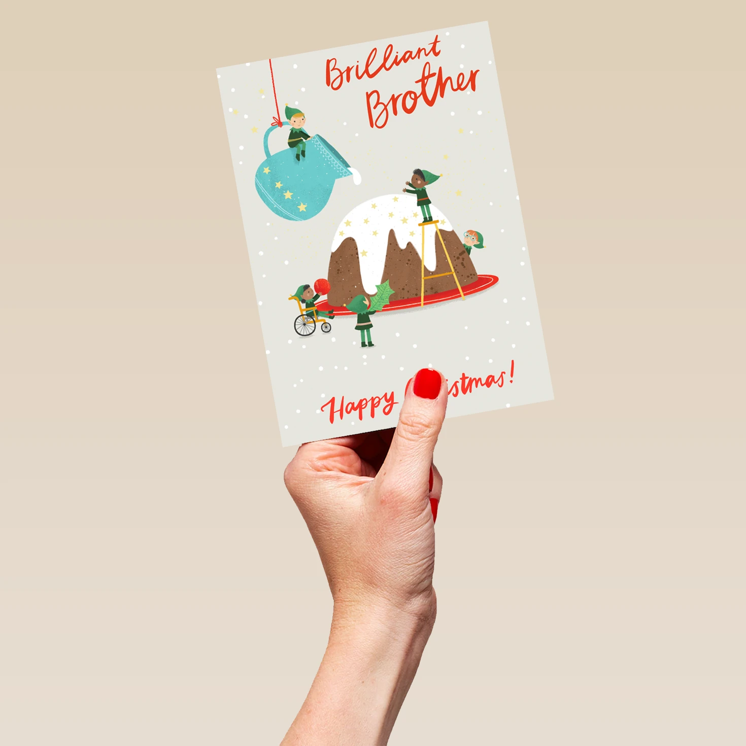 Pod Personalised For Brother Cute Pudding Christmas Card 5 Pod Personalised For Brother Cute Pudding Christmas Card - Image 5