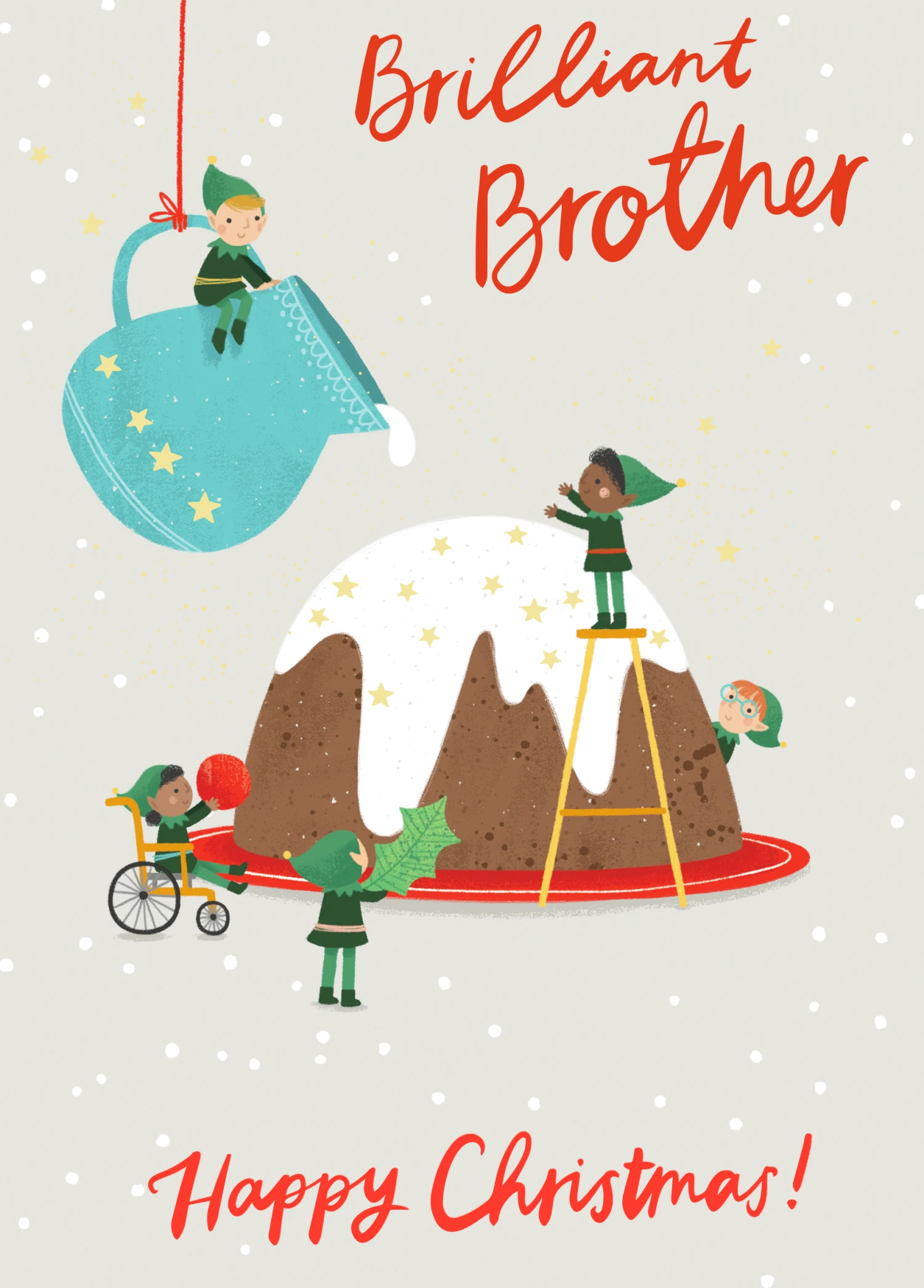 Pod Personalised For Brother Cute Pudding Christmas Card 1 Pod Personalised For Brother Cute Pudding Christmas Card