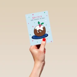 Pod Personalised Pud Tidings Funny Christmas Card For Brother -Pod Shop F3100014 hand S