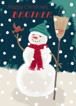 Pod Personalised Cute Snowman Christmas Card For Brother
