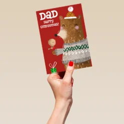 Pod Personalised Cute Bear Happy Christmas Dad Card -Pod Shop F3100017 hand L
