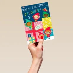 Pod Personalised Elves Christmas Card For Daughter -Pod Shop F3100028 hand L