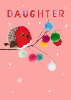 Pod Personalised For Daughter Cute Robin Christmas Card