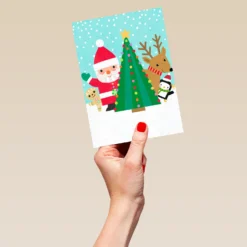 Pod Personalised Santa Claus And Tree Christmas Card -Pod Shop F3100038 hand L