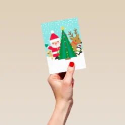 Pod Personalised Santa Claus And Tree Christmas Card -Pod Shop F3100038 hand S