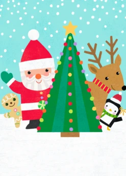 Pod Personalised Santa Claus And Tree Christmas Card