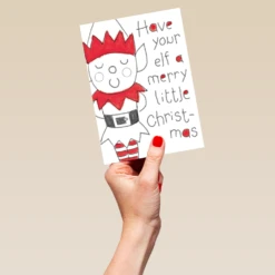 Pod Personalised Merry Elf Christmas Card 9 Pod Personalised Merry Elf Christmas Card -Pod Shop F3100040 hand L