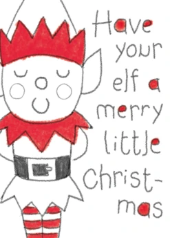 Pod Personalised Merry Elf Christmas Card