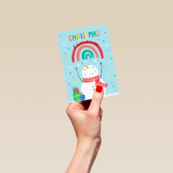 Pod Personalised Rainbow And Snowman Christmas Card -Pod Shop F3100044 hand S