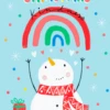Pod Personalised Rainbow And Snowman Christmas Card