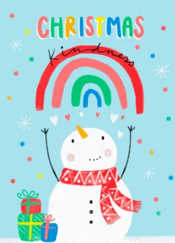 Pod Personalised Rainbow And Snowman Christmas Card