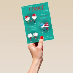 Pod Personalised Cute Fiancé Christmas Card -Pod Shop F3100045 hand L