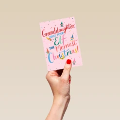 Pod Personalised Cute Elf Christmas Card For Granddaughter -Pod Shop F3100057 hand S