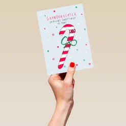 Pod Personalised Granddaughter Candy Cane Christmas Card -Pod Shop F3100058 hand L