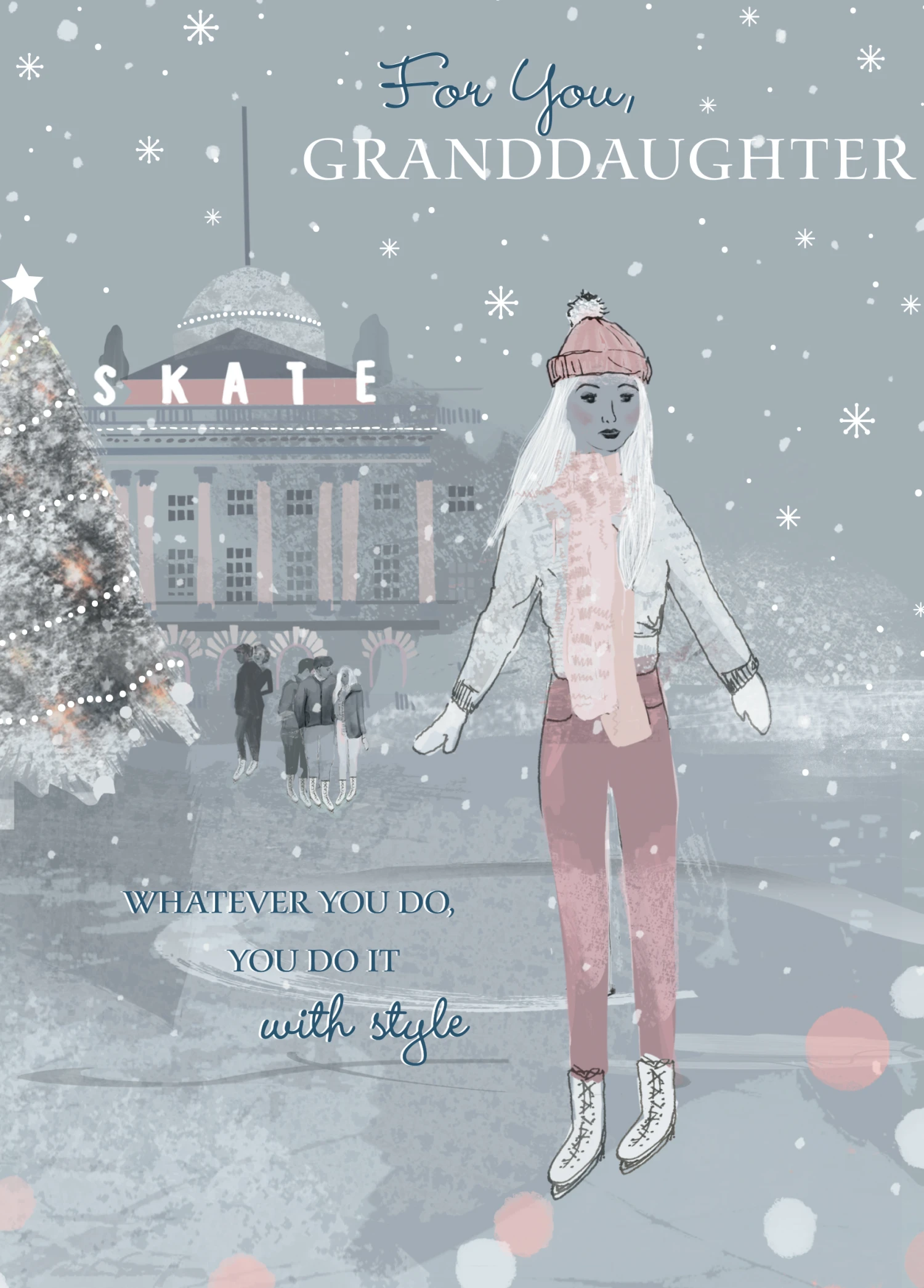 Pod Personalised Ice Skating Design Granddaughter Christmas Card 1 Pod Personalised Ice Skating Design Granddaughter Christmas Card