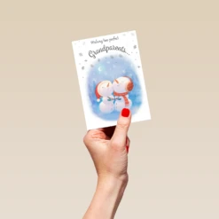 Pod Personalised Grandparents Cute Snowmen Christmas Card -Pod Shop F3100068 hand S