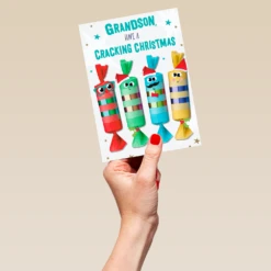 Pod Personalised Grandson Christmas Crackers Card -Pod Shop F3100070 hand L