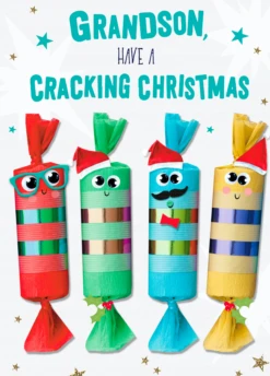 Pod Personalised Grandson Christmas Crackers Card