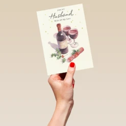 Pod Personalised Husband Wine Traditional Christmas Card -Pod Shop F3100083 hand L