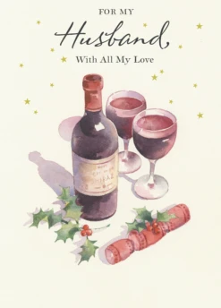 Pod Personalised Husband Wine Traditional Christmas Card