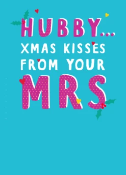 Pod Personalised Xmas Kisses For Husband Christmas Card