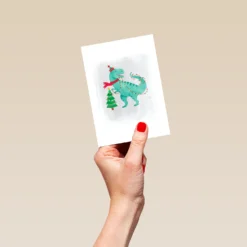 Pod Personalised Christmas Tree And Dinosaur Christmas Card -Pod Shop F3100086 hand S