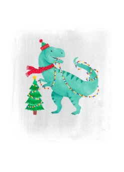 Pod Personalised Christmas Tree And Dinosaur Christmas Card