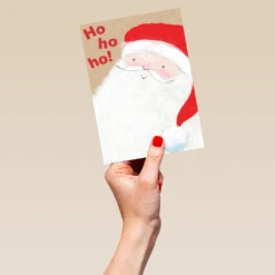 Pod Personalised Cute Ho Ho Ho Santa Christmas Card -Pod Shop F3100091 hand L