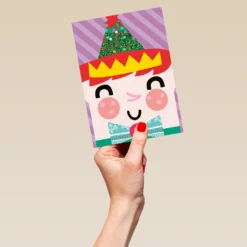 Pod Personalised Cute Christmas Elf Card -Pod Shop F3100094 hand L