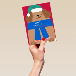 Pod Personalised Cute Dog Christmas Card -Pod Shop F3100096 hand L