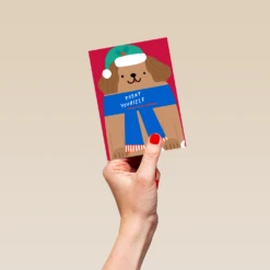 Pod Personalised Cute Dog Christmas Card -Pod Shop F3100096 hand S