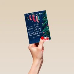 Pod Personalised Thank You Christmas Stocking Card 8 Pod Personalised Thank You Christmas Stocking Card -Pod Shop F3100113 hand S