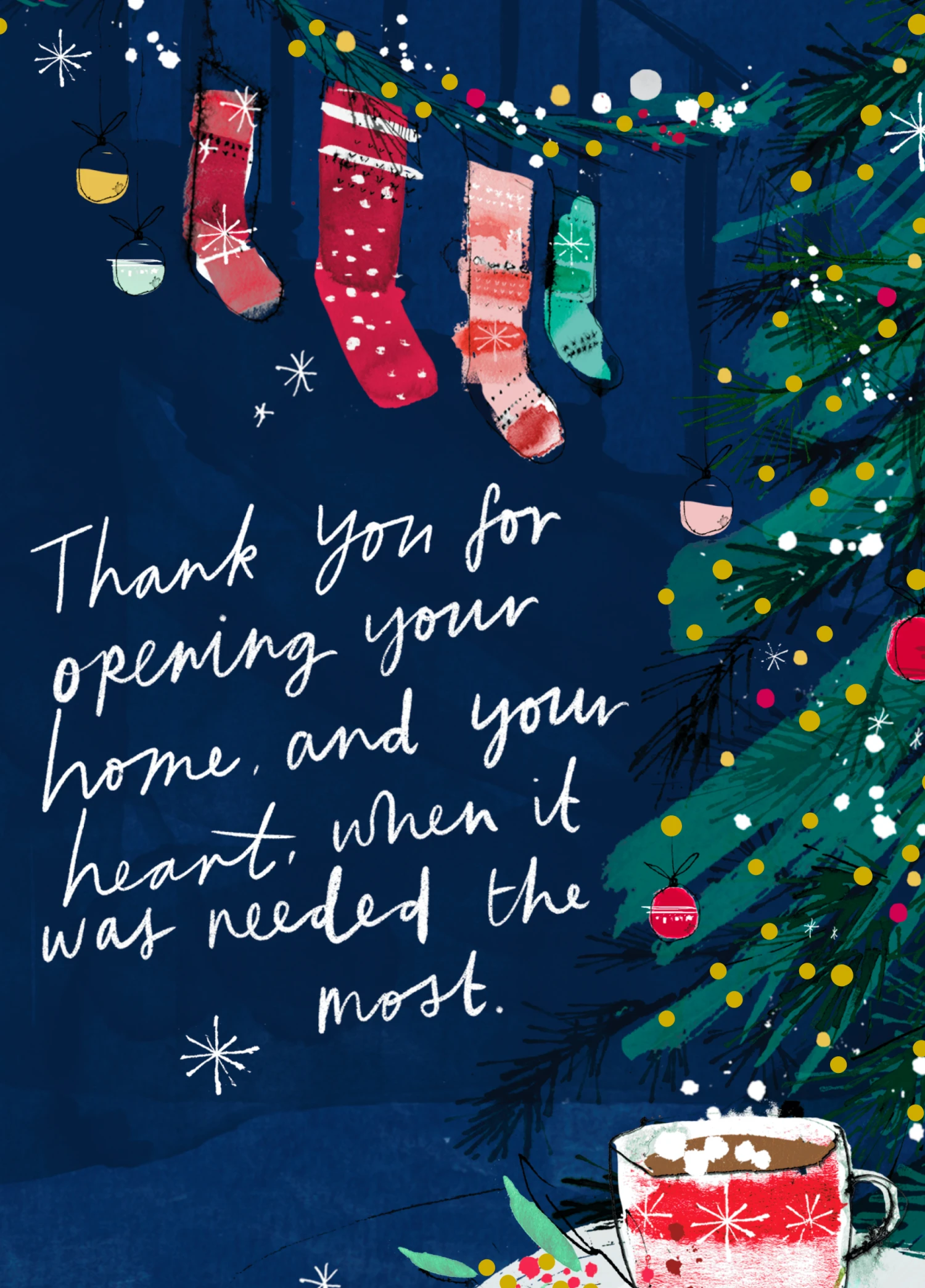 Pod Personalised Thank You Christmas Stocking Card 1 Pod Personalised Thank You Christmas Stocking Card