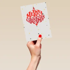 Pod Personalised Traditional Christmas Bauble Card -Pod Shop F3100116 hand L