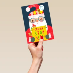 Pod Personalised Cute Santa Stop Christmas Card -Pod Shop F3100119 hand L