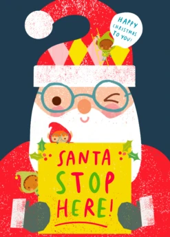 Pod Personalised Cute Santa Stop Christmas Card