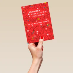 Pod Personalised Brother Video Game Lights Christmas Card -Pod Shop F3100121 hand L