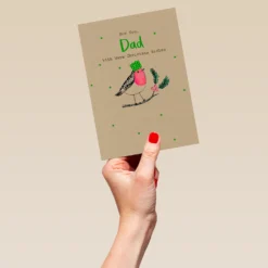Pod Personalised Robin Christmas Card For Dad -Pod Shop F3100124 hand L