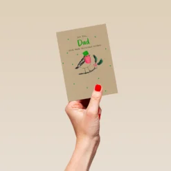 Pod Personalised Robin Christmas Card For Dad -Pod Shop F3100124 hand S