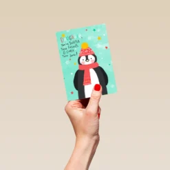 Pod Personalised Penguin Christmas Card For Daughter -Pod Shop F3100127 hand S