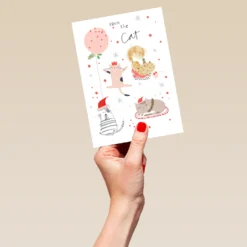 Pod Personalised Cat Celebration Christmas Card -Pod Shop F3100131 hand L