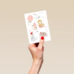 Pod Personalised Cat Celebration Christmas Card -Pod Shop F3100131 hand S