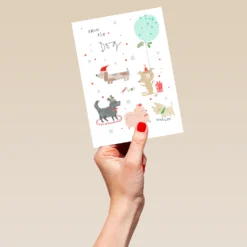 Pod Personalised Dog Celebration Christmas Card -Pod Shop F3100132 hand L