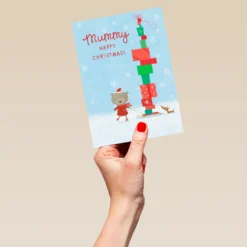 Pod Personalised Bear & Gifts Christmas Card For Mummy -Pod Shop F3100140 hand L