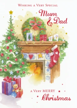 Pod Personalised Mum & Dad Chimney Decorations Christmas Card