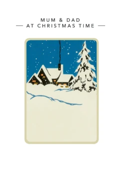 Pod Personalised Mum & Dad Snow House Christmas Card
