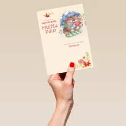 Pod Personalised Cute Magical Mum & Dad Christmas Card -Pod Shop F3100149 hand L