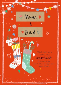 Pod Personalised Mum & Dad Christmas Stockings Card