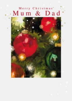Pod Personalised Baubles Christmas Card For Mum & Dad