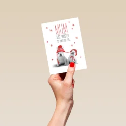 Pod Personalised Dogs & Snowflakes Mum Christmas Card -Pod Shop F3100154 hand S